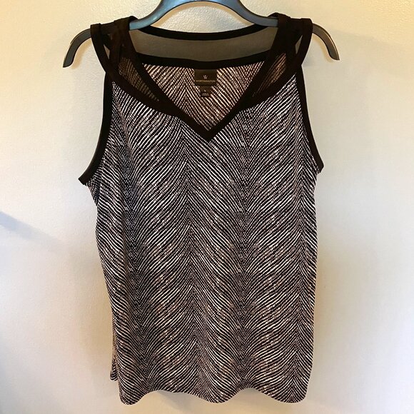 Worthington Womens Top Size Large Multi Color Sleeveless Mesh V Neck NWOT - Picture 1 of 6